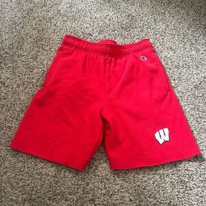 Champion Red Fleece Athletic Shorts with White 'W' Patch